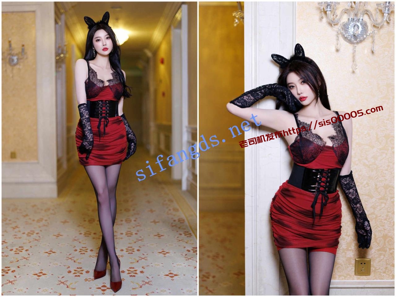 ✨秀人网 杨晨晨✨黑丝高跟红色情趣骚丁+黑暗系女王范！