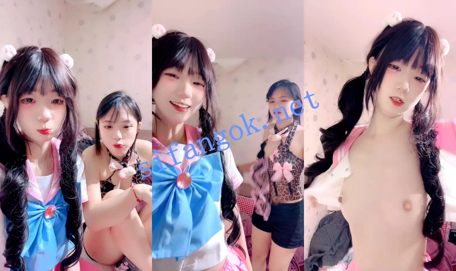 ⚡ 核弹! 邪恶双马尾 姐妹双人直播多日收费大合集 图 01
