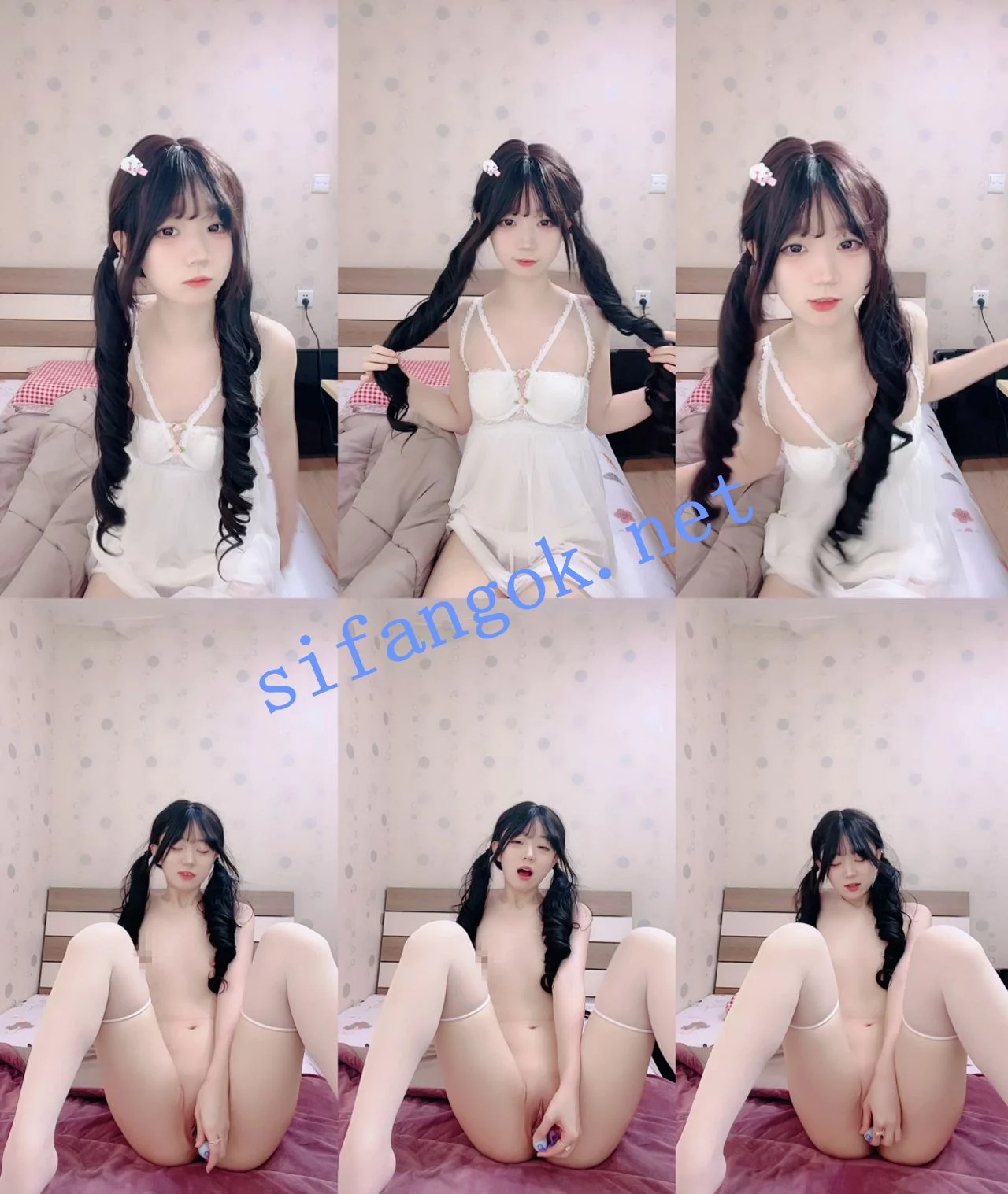 超甜萝莉学妹!~ 邪恶双马尾 全裸揉逼扒穴道具自慰!~ 图 01