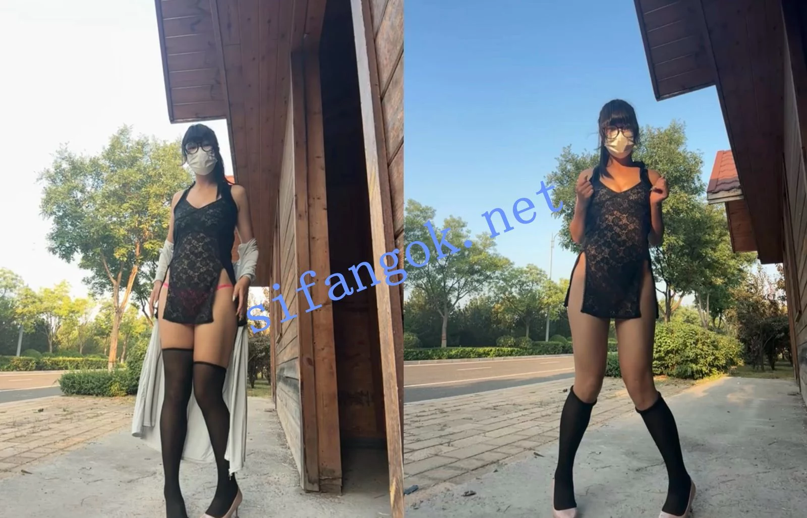 ST开票Yingtao-888眼镜怪女晨街喷水自慰,被车撞见 图 01